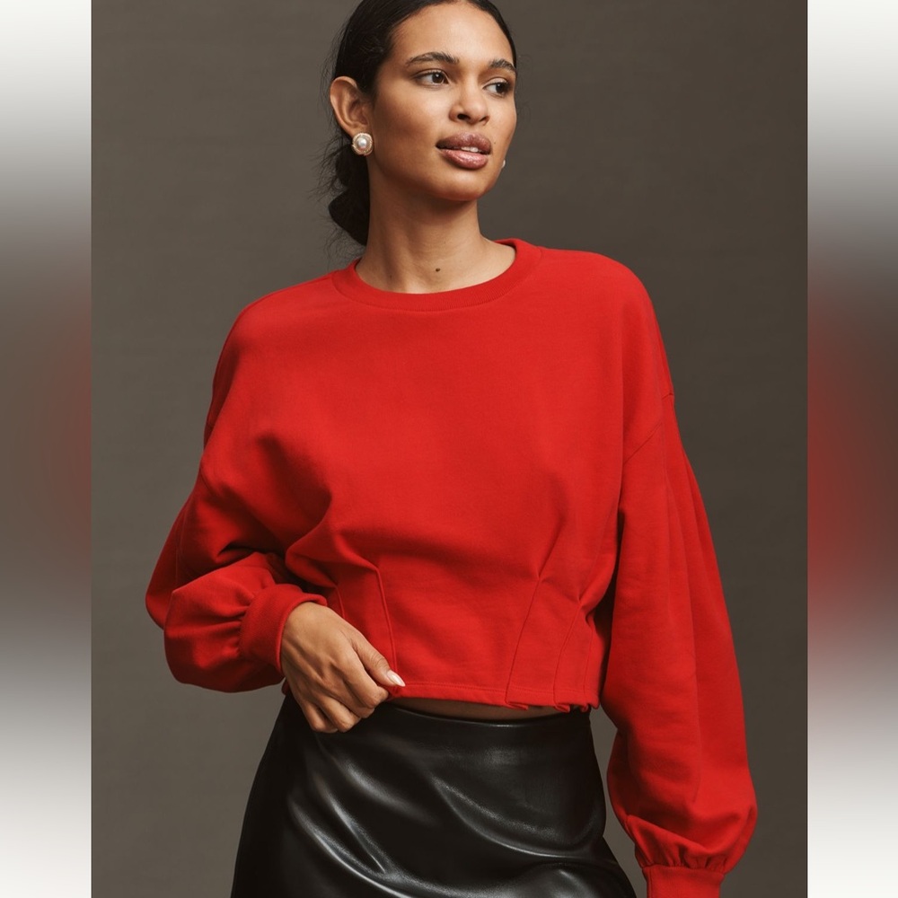 By Anthropologie Waisted Crop Sweatshirt